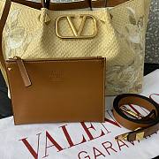Valentino Medium Shopping Bag Raffia With Floral 35x25x17cm - 6