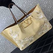 Valentino Medium Shopping Bag Raffia With Floral 35x25x17cm - 5