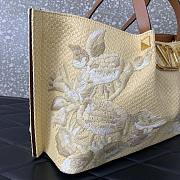 Valentino Medium Shopping Bag Raffia With Floral 35x25x17cm - 3