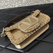 Valentino Locò Small Jeweled Gold Leather Shoulder Bag 19x10.5x5cm - 3