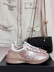 Chanel CC Logo Metallic Pink Sneakers - 1