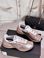 Chanel CC Logo Metallic Pink Sneakers - 3