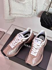 Chanel CC Logo Metallic Pink Sneakers - 2