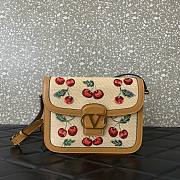 Valentino Garavani 9To5 Shoulder Bag Raffia Cherryfic 24.5x18.5x8cm - 1