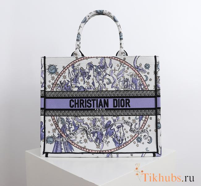 Dior Lucky Large Book Tote White and Blue 41.5x34.5x16cm - 1