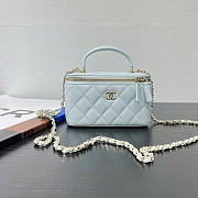 Chanel Handle Vanity Case Blue Bag 17x10x8cm - 1