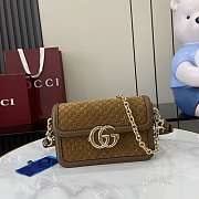 Gucci Go Small Shoulder Bag Brown Suede 21.5x14x9cm - 1