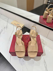 Valentino Garavani Leather Fawcette Beige Heeled Sandals 100 - 5