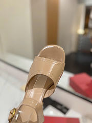 Valentino Garavani Leather Fawcette Beige Heeled Sandals 100 - 4