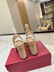 Valentino Garavani Leather Fawcette Beige Heeled Sandals 100 - 2