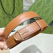 Gucci Thin Belt Half-Horsebit Brown Buckle 2.5cm - 2