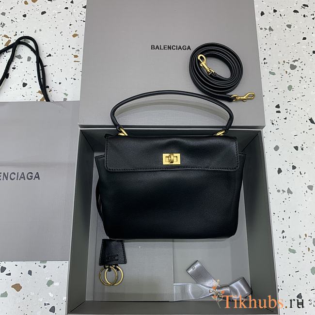 Balenciaga Rodeo Handbag Mini Black Calfskin Gold 22.8x9.9x8.3cm - 1