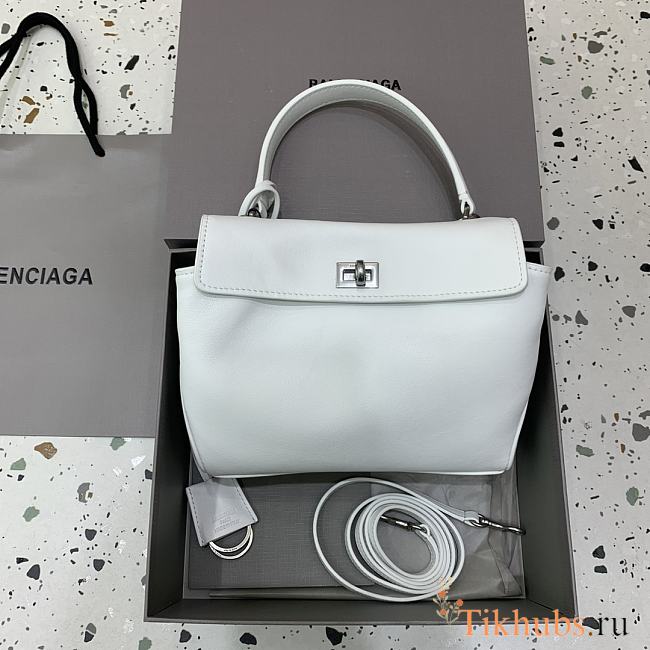 Balenciaga Rodeo Handbag Mini White Calfskin Silver 22.8x9.9x8.3cm - 1