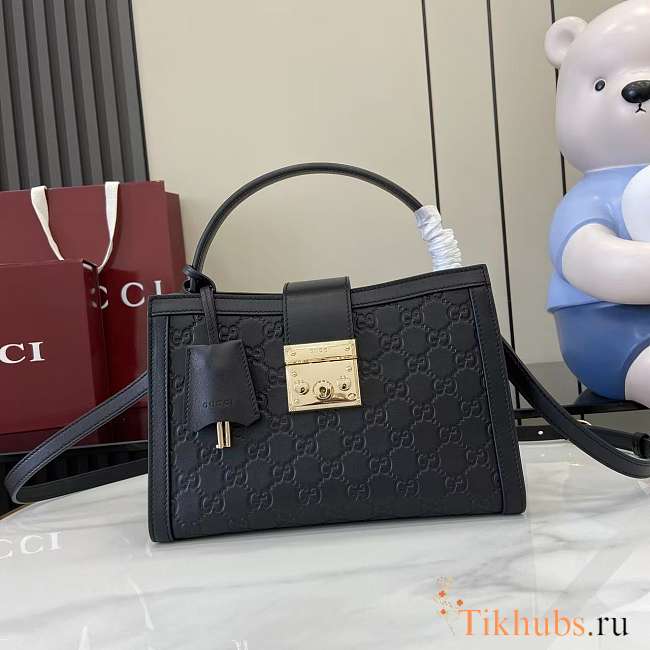 Gucci Padlock Medium Top Handle Black Bag 25.5x17.5x10cm - 1