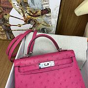 Hermes Mini Kelly Pink Fuchsia Silver Ostrich 19cm - 4