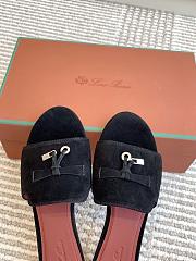 Loro Piana Summer Charms Slippers Black Suede - 5