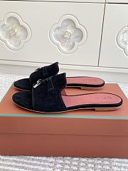 Loro Piana Summer Charms Slippers Black Suede - 4