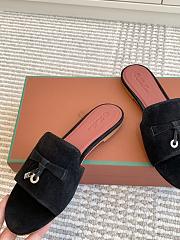 Loro Piana Summer Charms Slippers Black Suede - 3