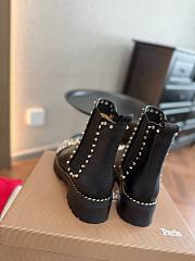 Christian Louboutin Calfskin Studded Chasse Black Boots - 3