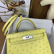 Hermes Mini Kelly Yellow Silver Ostrich 19cm - 4