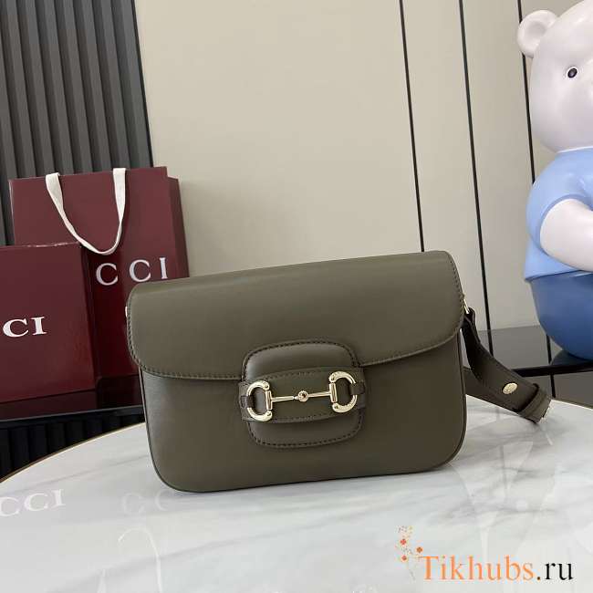 Gucci Horsebit 1955 Soft Medium Shoulder Bag Green 26x17.5x10cm - 1