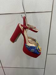Valentino Vlogo Platform Denim Sandal Cherryfic 115mm - 5