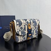 Dior Saddle Messenger Bag Blue and Beige Raffia-Effect 24x16.5x5.5cm - 2