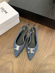 Celine Alma Flat Slingbacks Denim - 1