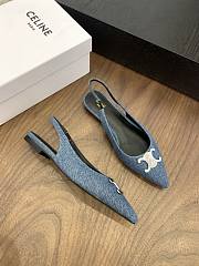 Celine Alma Flat Slingbacks Denim - 2