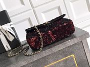 Chanel Flap Bag Sequin Black Red Gold 20cm - 5