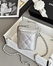 Chanel Vanity Case Silver Caviar 17x9.5x8cm - 5