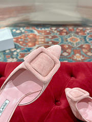 Manolo Blahnik Maysli Pink Suede Slingback Pumps 7cm - 2