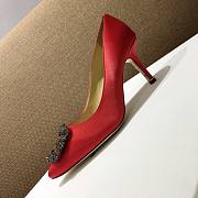 Manolo Blahnik Hangisi Red Satin Pumps 1.5cm, 6.5cm, 9.5cm - 2