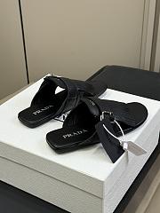 Prada Shuffle Leather Thong Black Sandals - 4