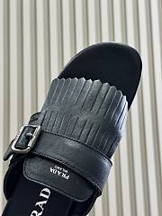 Prada Shuffle Leather Thong Black Sandals - 2