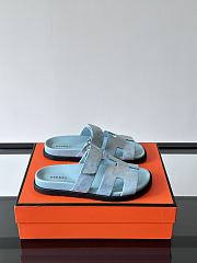 Hermes Chypre Blue Suede Sandal - 1