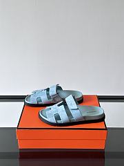 Hermes Chypre Blue Suede Sandal - 5