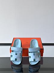 Hermes Chypre Blue Suede Sandal - 4