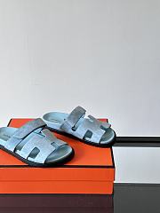 Hermes Chypre Blue Suede Sandal - 2