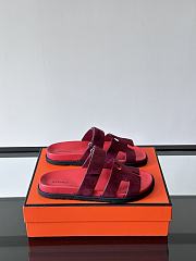 Hermes Chypre Red Suede Sandal - 1