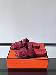 Hermes Chypre Red Suede Sandal - 4