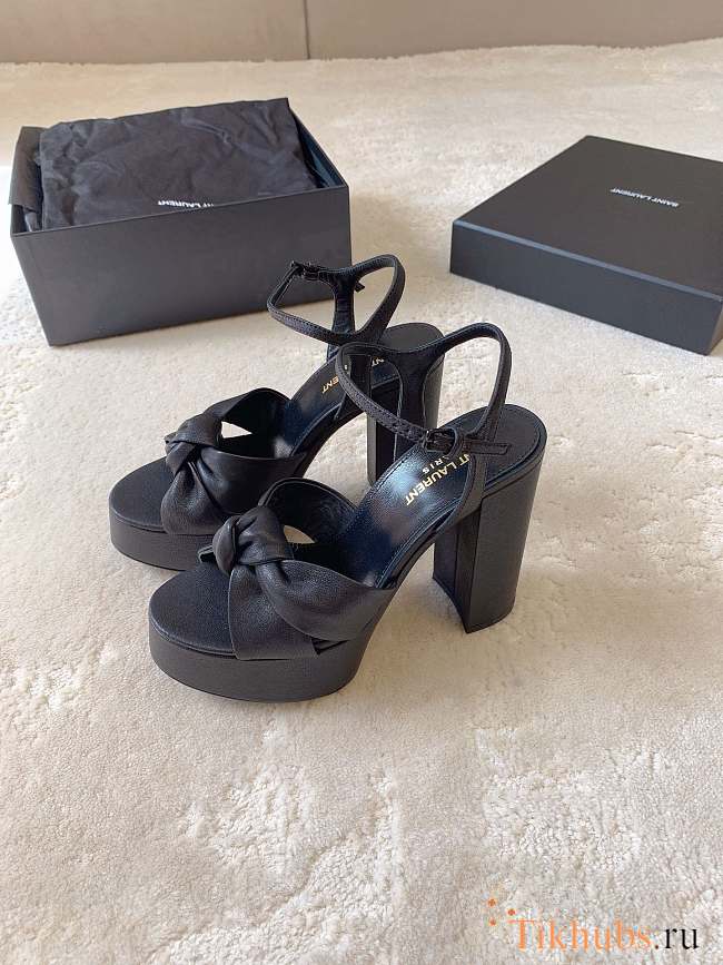 YSL Bianca Leather Platform Black Sandals 120mm - 1