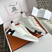 Hermes White Leather Bouncing Sneaker - 1