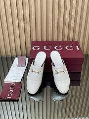 Gucci Horsebit White Slides - 3