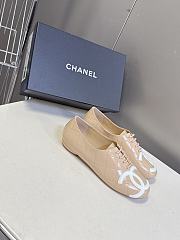 Chanel Lace-up Beige Flats - 1