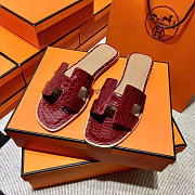 Hermes Oran Burgundy Crocodile slides - 4
