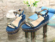 Christian Louboutin Blue Suede Stud Cataclou Denim Sandals - 1