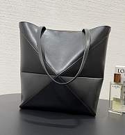 Loewe Medium Puzzle Fold Tote Shiny Calfskin Black 31.5x14.5x25.5cm - 6