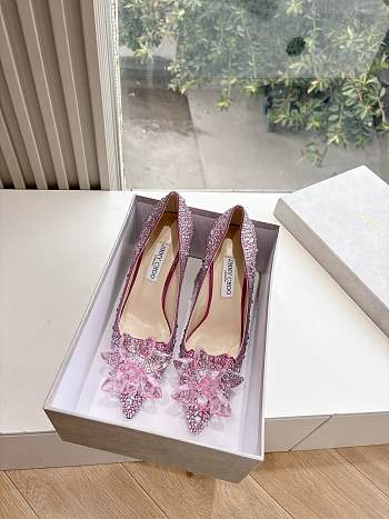 Jimmy Choo Rose Mix Suede and Crystal Covered Pointy Toe Pumps