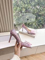 Jimmy Choo Rose Mix Suede and Crystal Covered Pointy Toe Pumps - 5